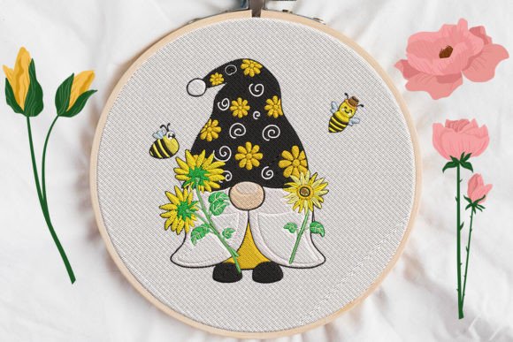 Gnome Sunflower with Bee Embroidery Design Review